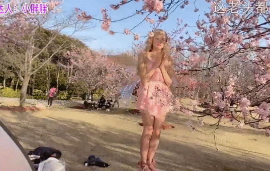某网红户外粉色超短裙直播引起路人围观